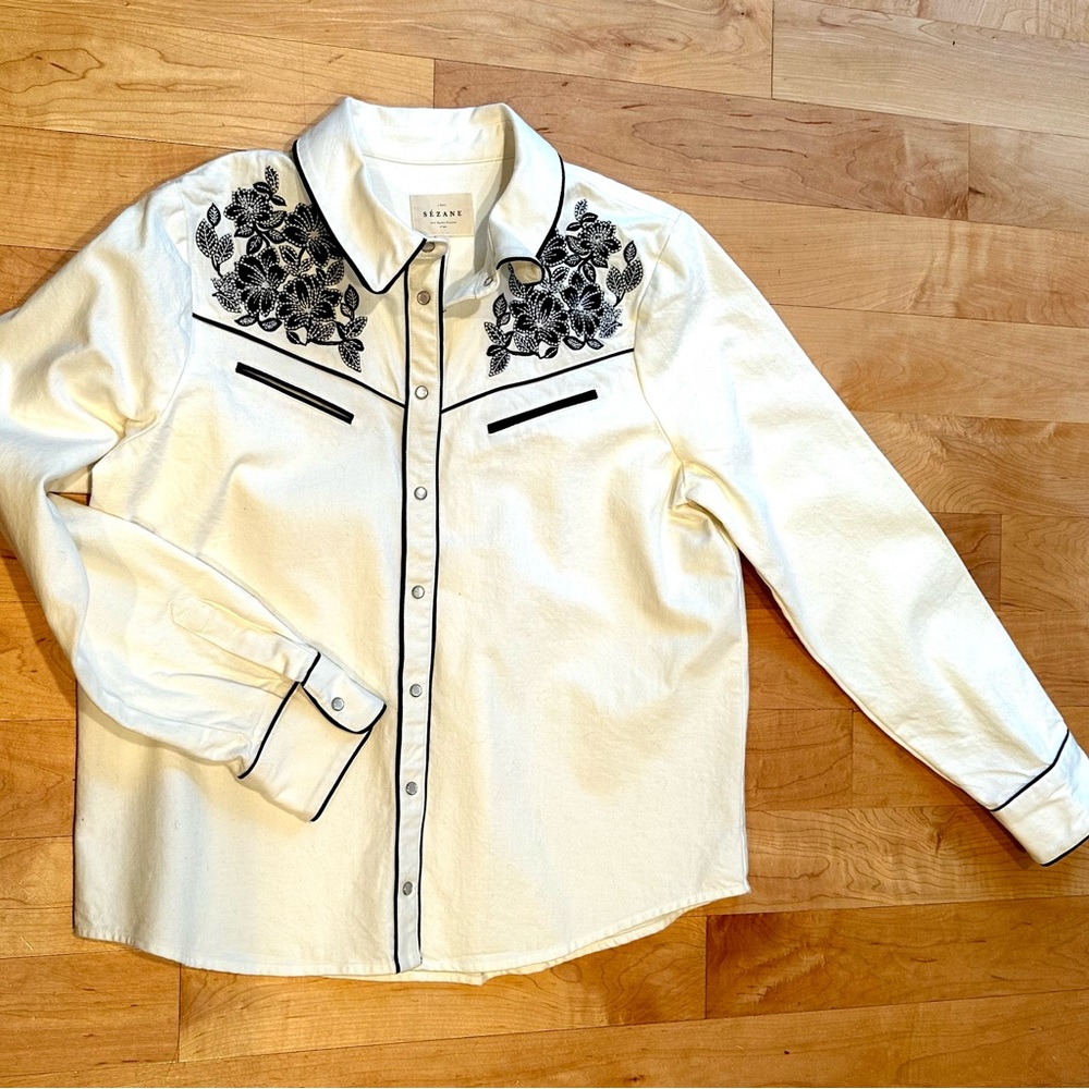 NWT Sézane western snap shirt